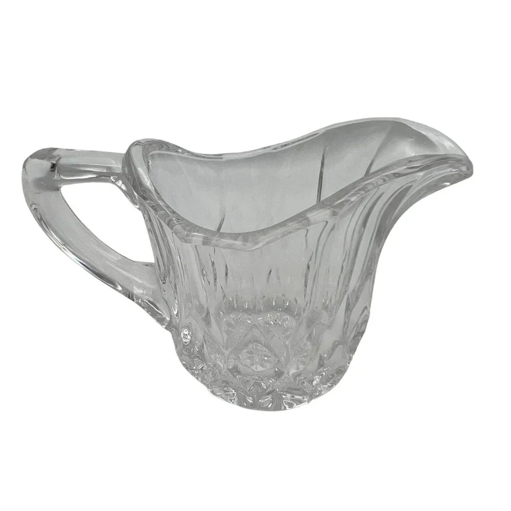 Pressed Clear Glass Creamer and Open Sugar Bowl Rounded Diamond Pattern - Picture 2 of 6